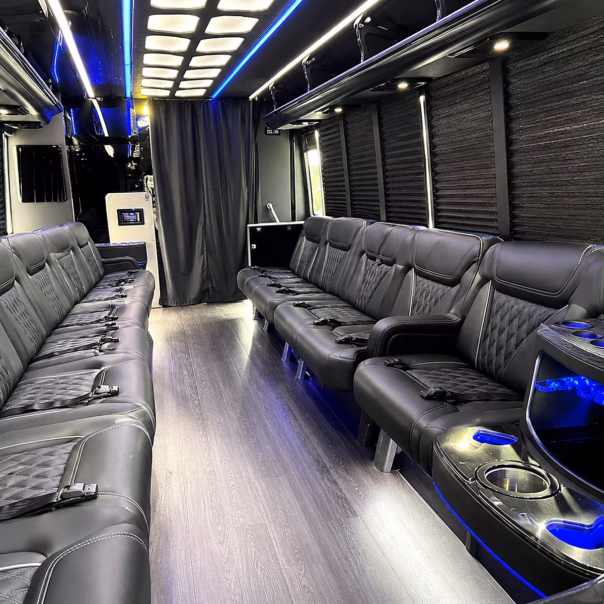 Plano Birthday, Sweet 16, & Quinceañera Transportation party bus interior