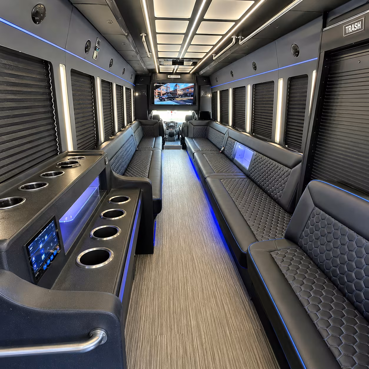 Plano Private Event Transportation party bus interior