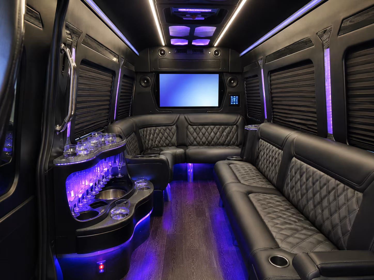 Plano School Event Transportation party bus interior