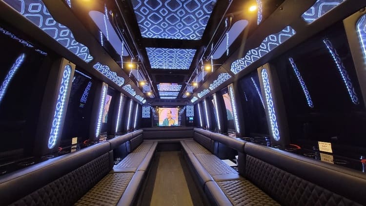Round Rock 40 Passenger Limo Bus Interior